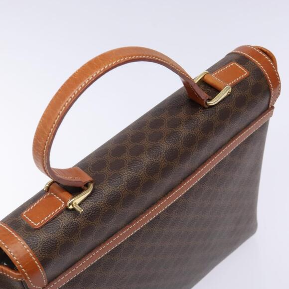 CELINE Macadam Canvas Hand Bag Pvc Leather Brown Gold - Picture 6 of 12